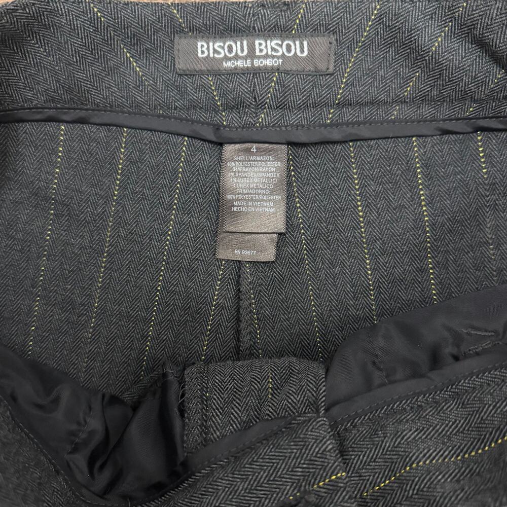 Vintage Y2K Bisou Bisou Gray Low Rise Dress Pants with Gold Pinstripes Size 4 - Picture 6 of 6
